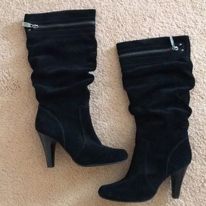 Guess black suede heel boots